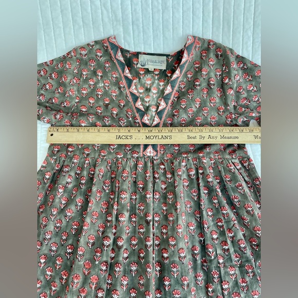 Blue rye by Sugarbelle maxi dress size Med. Green/ white and Peach floral print. - Picture 5 of 8